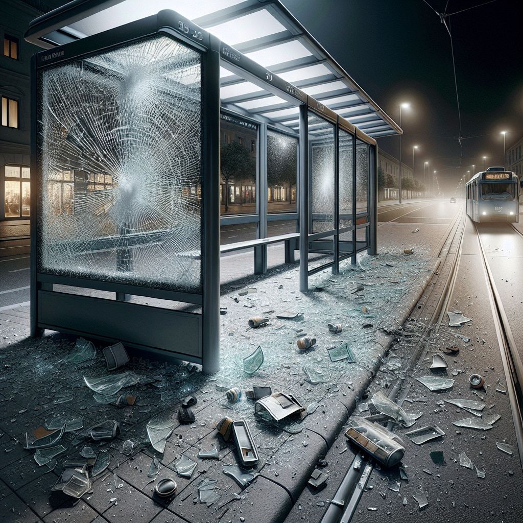 obrázek: Vandal zničil tramvajovou zastávku v Ostravě, svědek odhalil viníka
