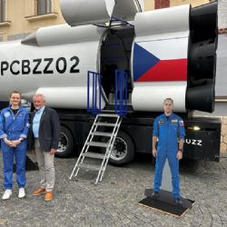Raketa SpaceBuzz je ještě dnes v Plzni. Nabízí virtuální let na oběžnou dráhu